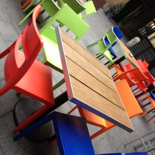 Sol stackable outside restaurant chairs supplied to Camino Kings Cross. by DeFrae Contract Furniture