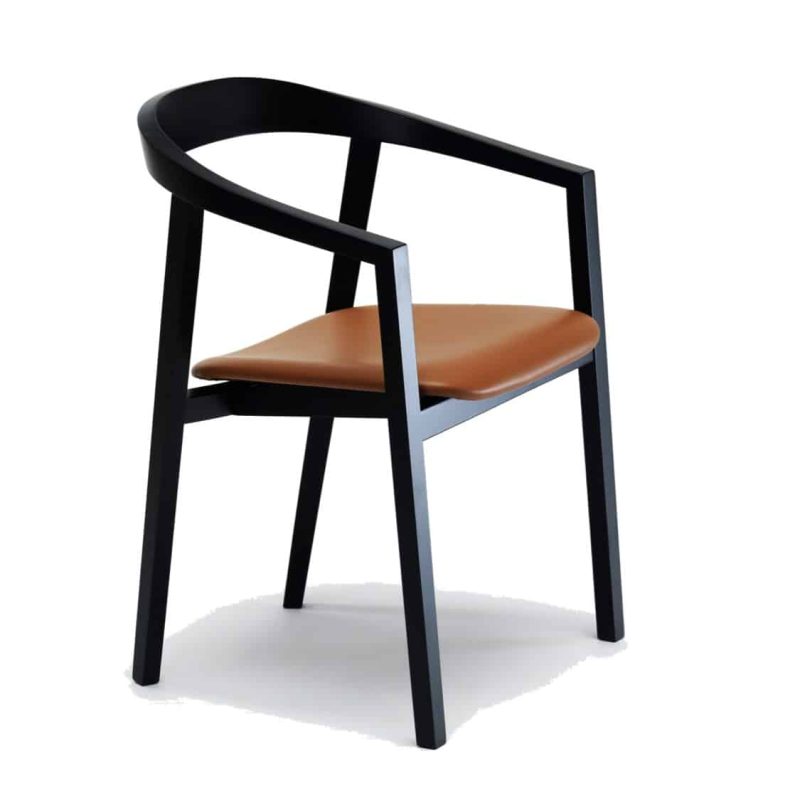 Ro Armchair Curved Back With Upholstered Seat DeFrae Comtract Furniture Black Frame