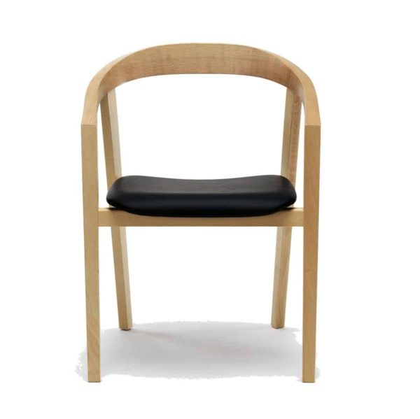 Ro Armchair Curved Back With Upholstered Seat DeFrae Comtract Furniture Front View