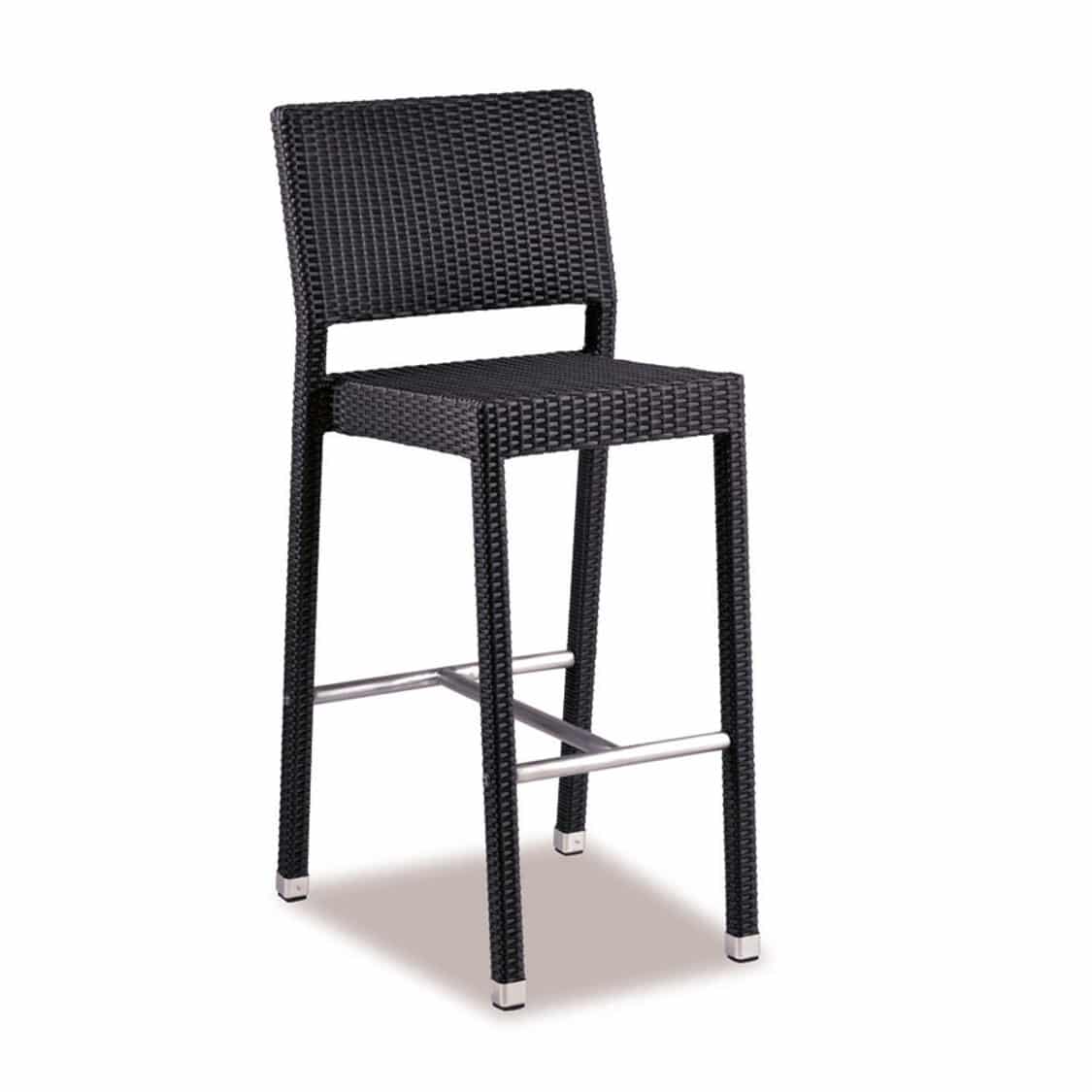 Rosa Bar Stool Rattan Outside Chair DeFrae Contract Furniture Black