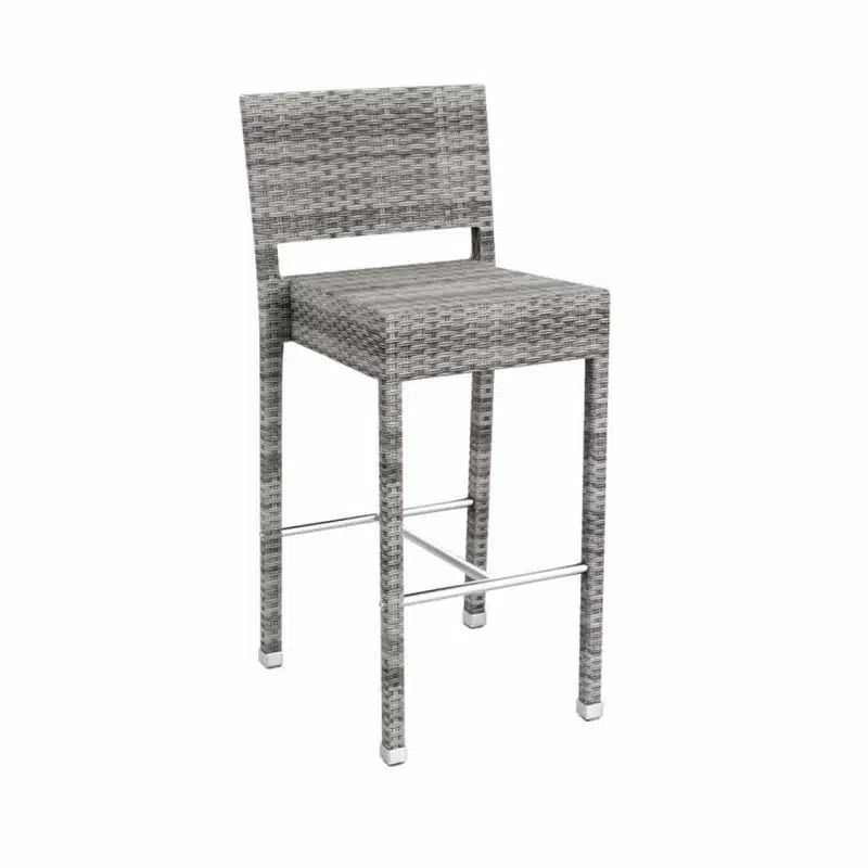 Rosa Bar Stool Rattan Outside Chair DeFrae Contract Furniture Grey