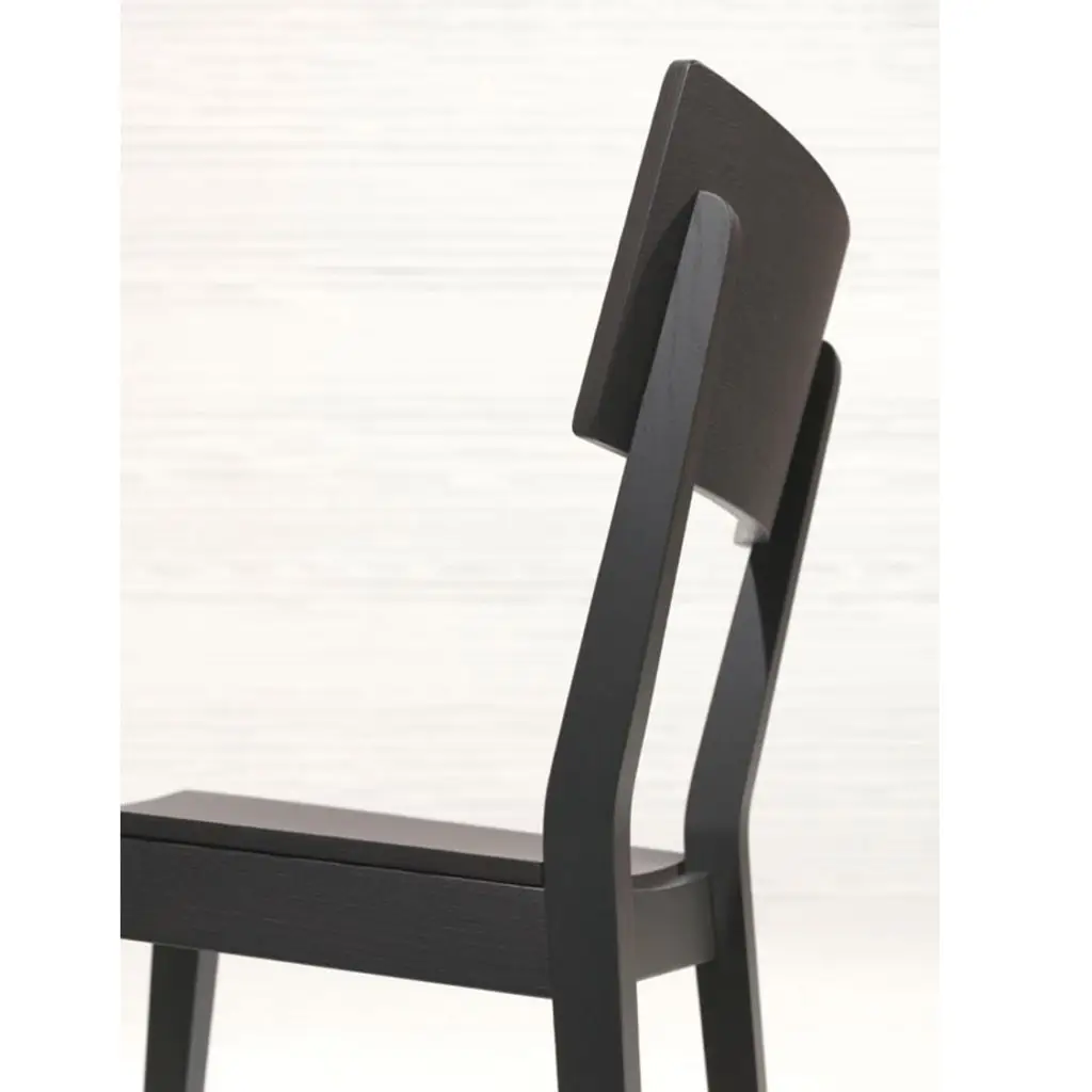 Serena Side Chair Wooden Classic Restaurant Chair DeFrae Contract Furniture Black Close Up