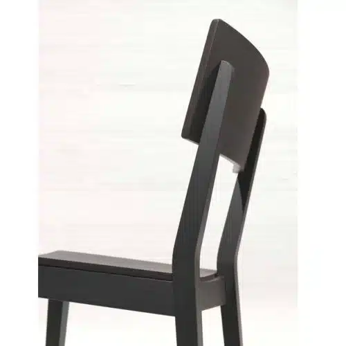 Serena Side Chair Wooden Classic Restaurant Chair DeFrae Contract Furniture Black Close Up
