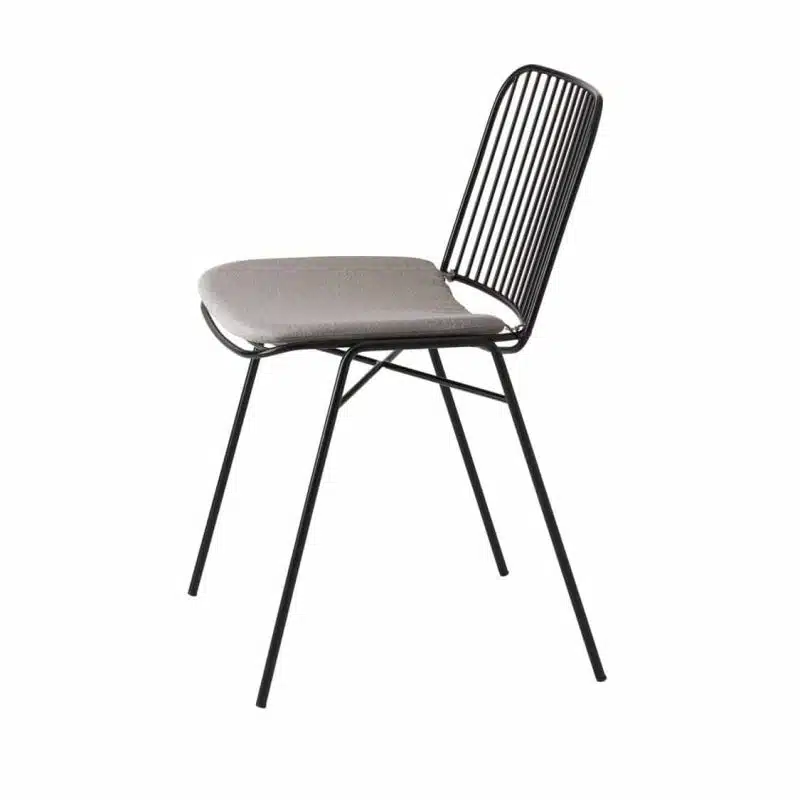 Shade Side Chair DeFrae Contract Furniture Metal Frame Outdoor Chair Black With Upholstered Seat
