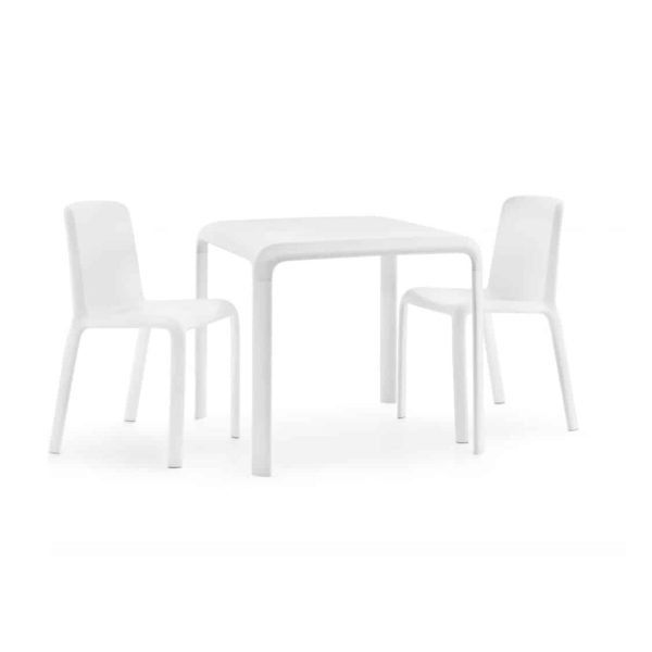 Snow Table Stackable Outdoor Chair Pedrali at DeFrae Contract Furniture with Snow Side Chairs