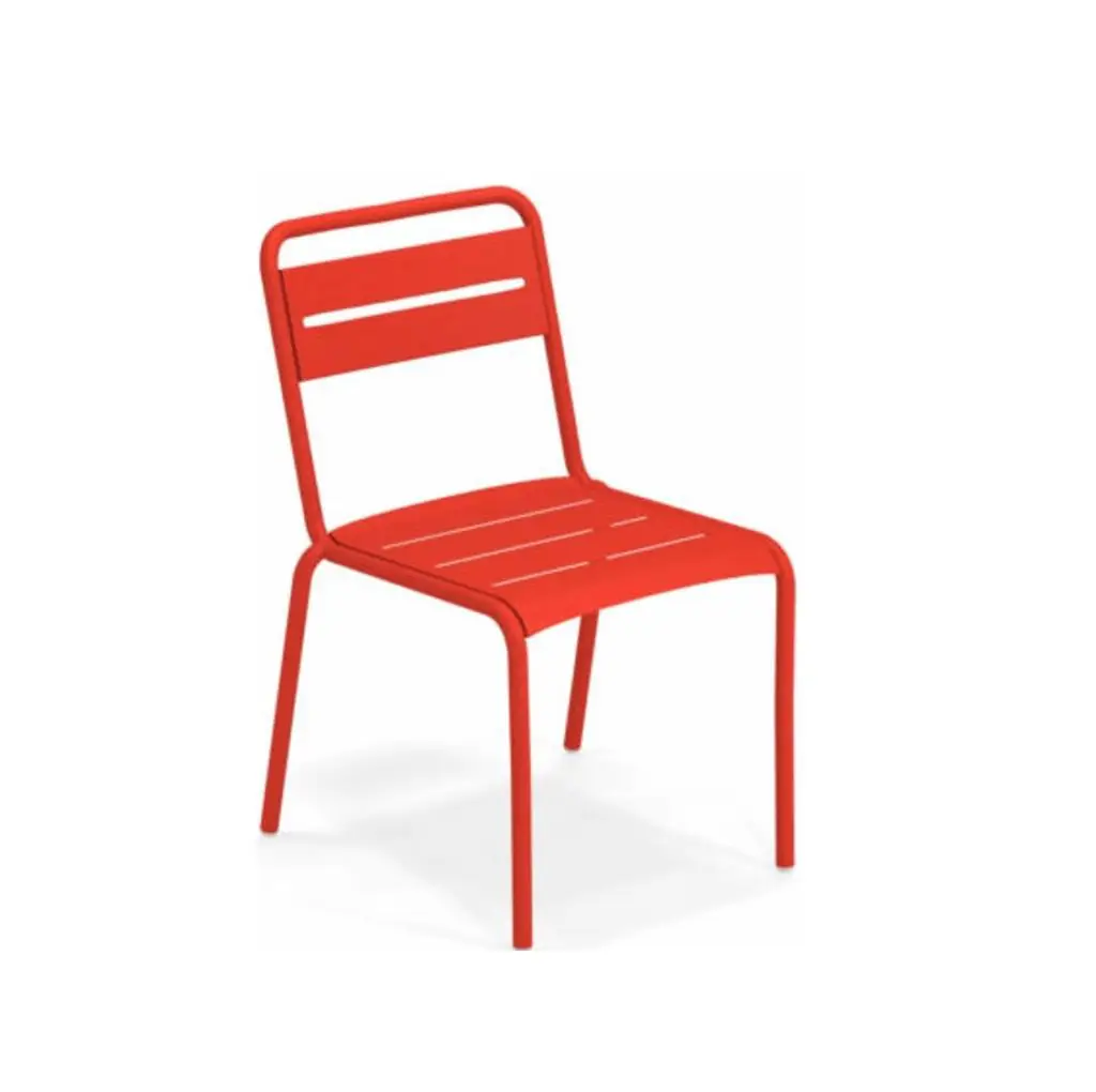 Star Side Chair Steel Scarlet Red 50