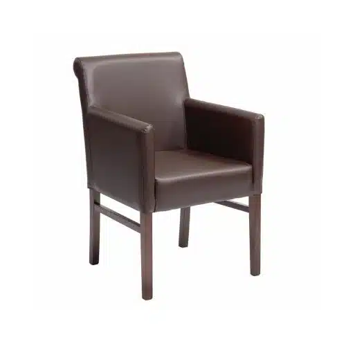 Teddy Armchair from DeFrae Contract Furniture Brown Faux Leather