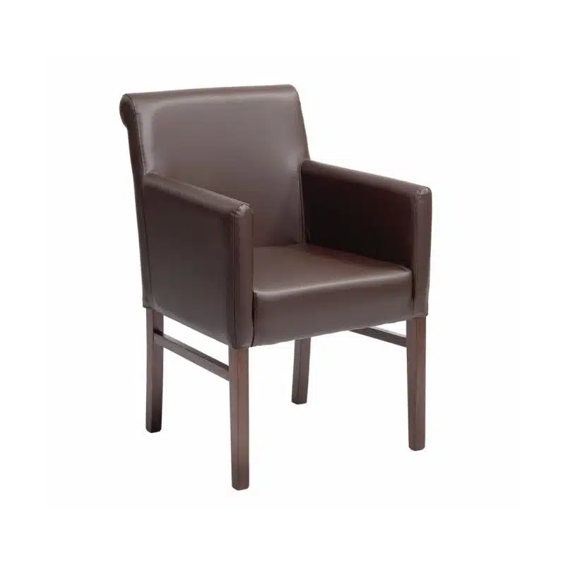 Teddy Armchair from DeFrae Contract Furniture Brown Faux Leather