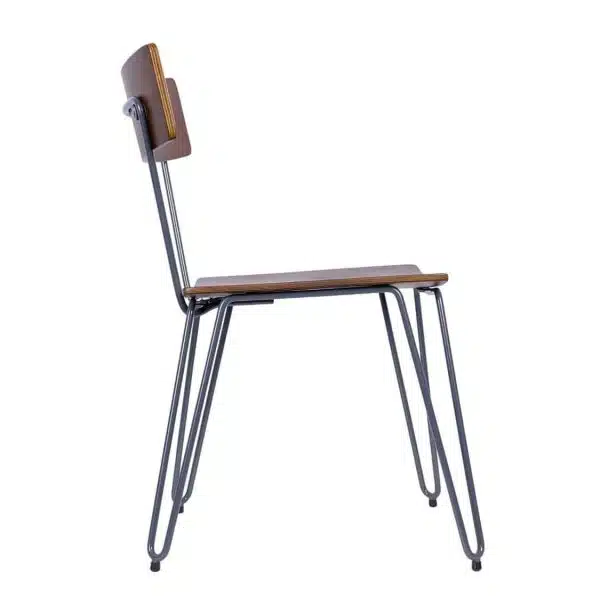 Trinian Side Chair with hairpin legs DeFrae Contract Furniture side view