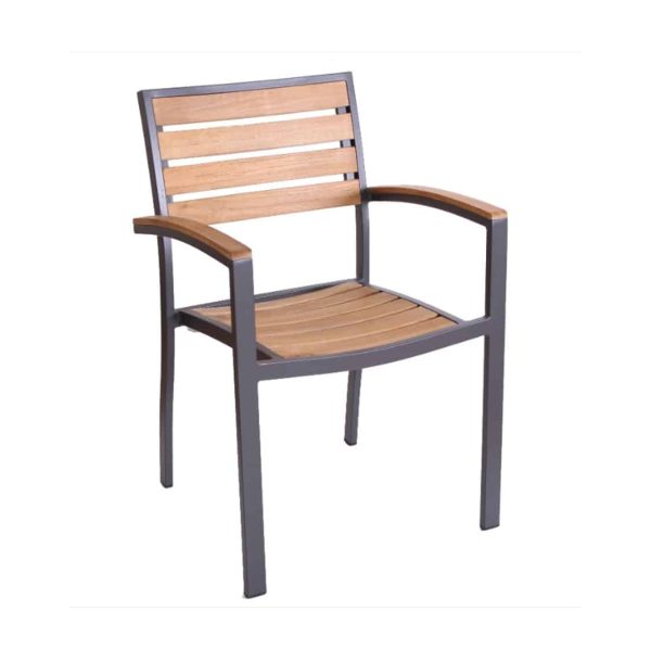 Rome Armchair Stackable Outside Chair DeFrae Contract Furniture Anthracite Frame