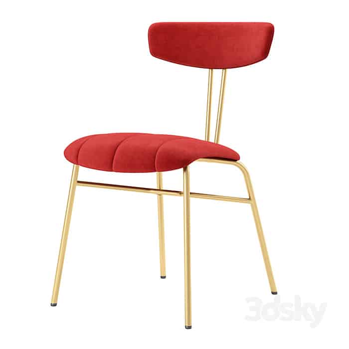 Amy Side Chair with brass legs DeFrae Contract Furniture Red