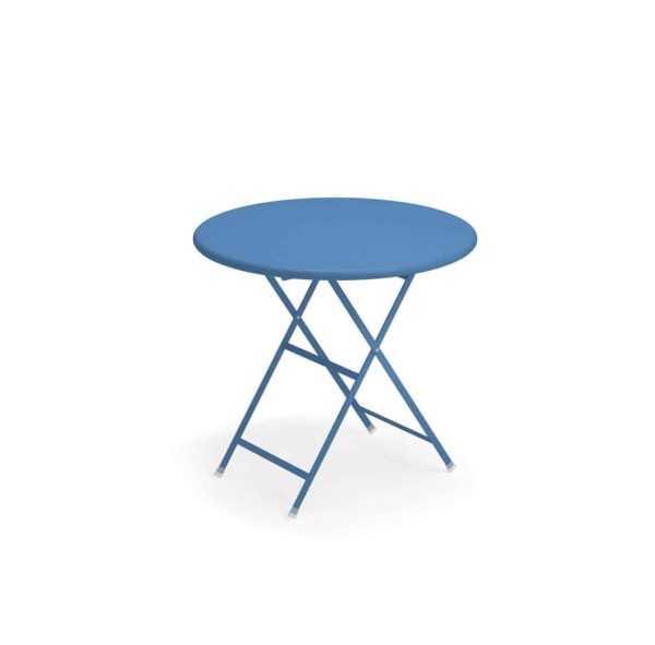 Arc en ciel folding round from Emu available from DeFrae Contract Furniture blue