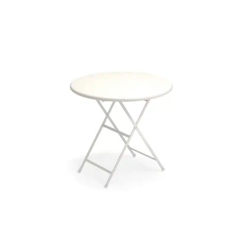 Arc en ciel folding round from Emu available from DeFrae Contract Furniture white