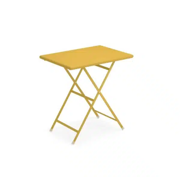 Arc en ciel folding outdoor folding table sqaure from Emu available from DeFrae Contract Furniture Mustard Yellow