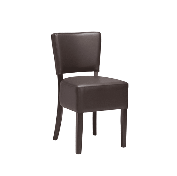 Ascot Side Chairs From DeFrae Contract Furniture Dark Brown Faux Leather Wenge Frame