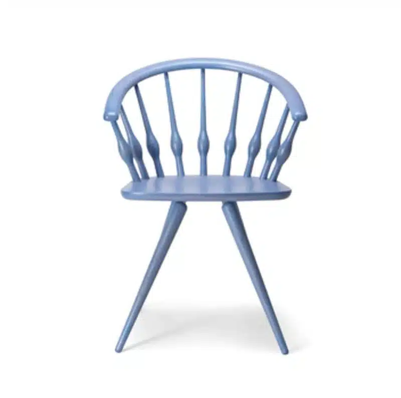 Ashleigh Spindle Back Side Chair Aston Cizeta DeFrae Contract Furniture blue back view