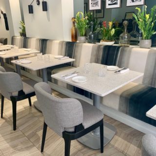 Banquette Seating Tea Chairs Terazzo Tabletop Tops Ax Table Bases Restaurant Furniture At Xier London By DeFrae Contract Furniture