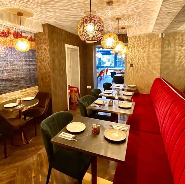Black Marble Laminate Tabletops at Libano Restaurant by DeFrae Contract Furniture 2