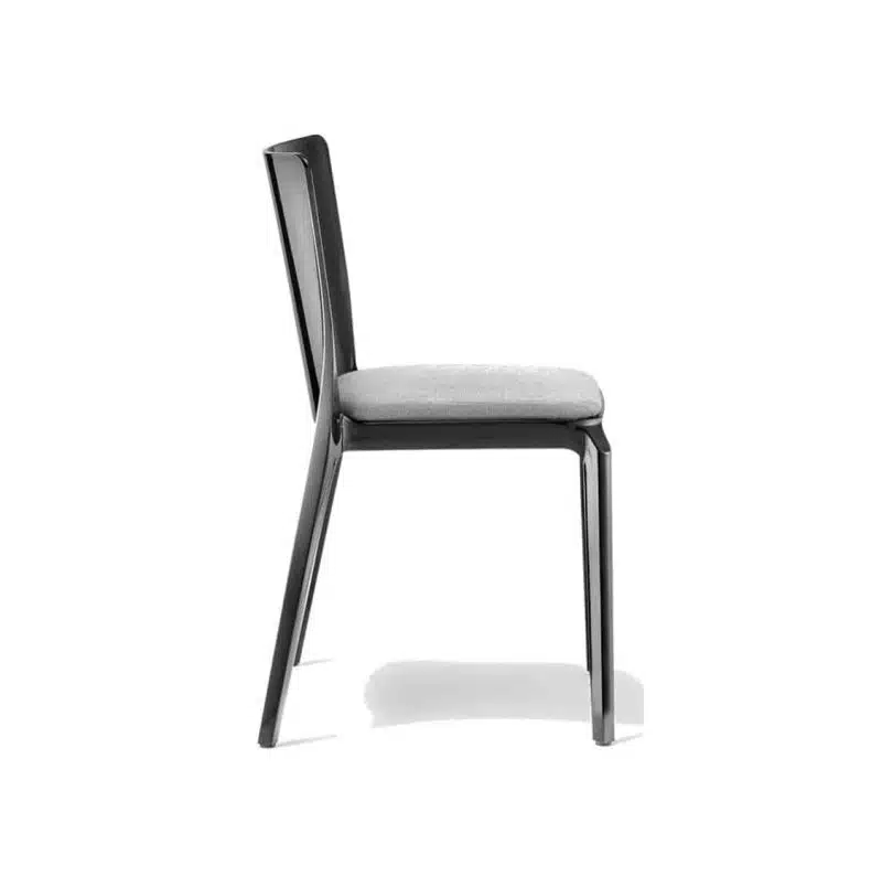 Blitz outside chair Pedrali DeFrae Contract Furniture with upholstered seat Black Side