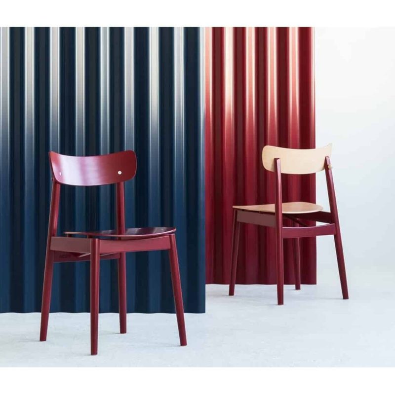 Chance curved back wood restaurant chair DeFrae contract furniture in situ