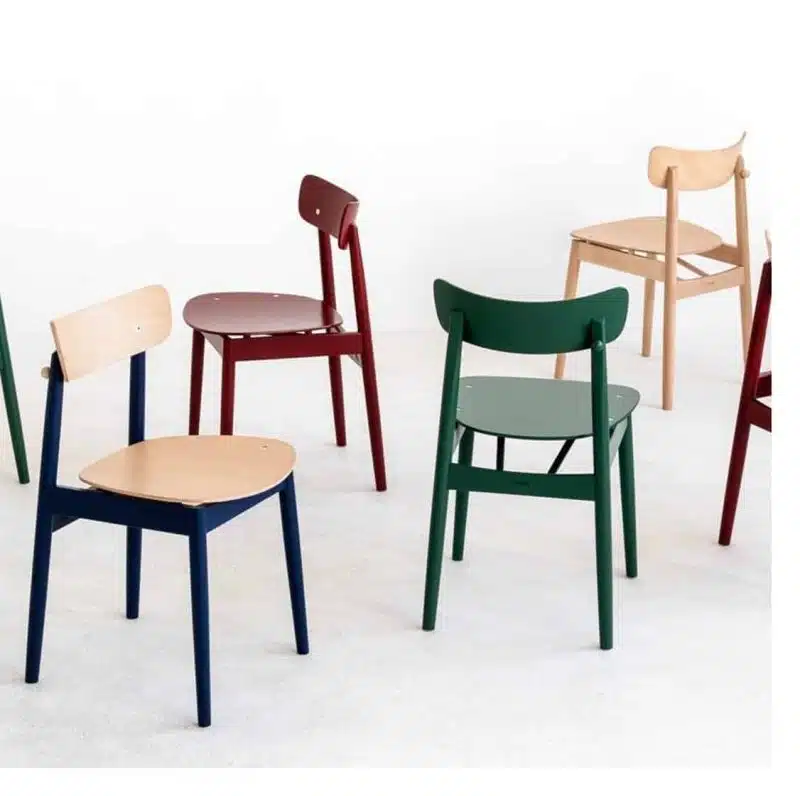 Chance curved back wood restaurant chair DeFrae contract furniture in situ colours