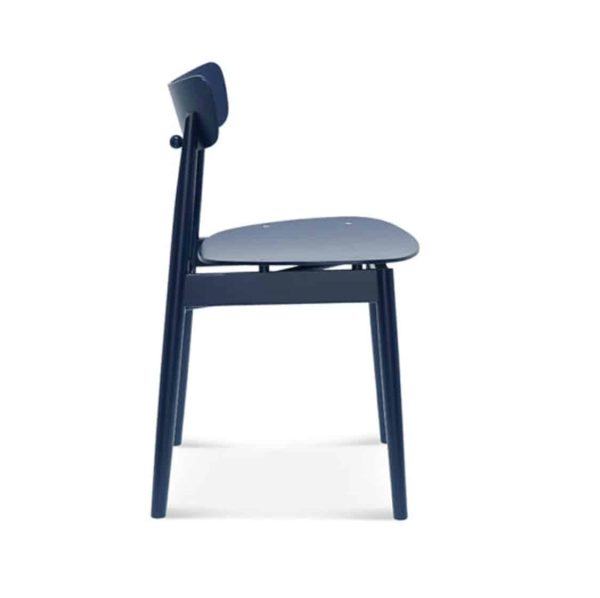 Chance curved back wood restaurant chair DeFrae contract furniture side view