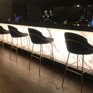 Cineworld VIP Experience at the 02 contract restaurant bar furniture by DeFrae Paris Bar Stools Gold Frame Black 2