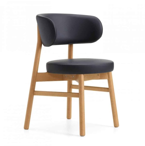 Coco armchair With Curved Back DeFrae Contract Furniture Cantarutti Black Natural Stain Side
