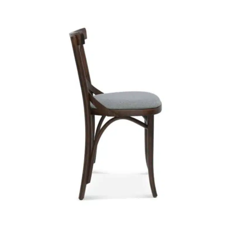 Cruz cross back bentwood side chair 8810 DeFrae Contract Furniture Side View Upholstered Seat