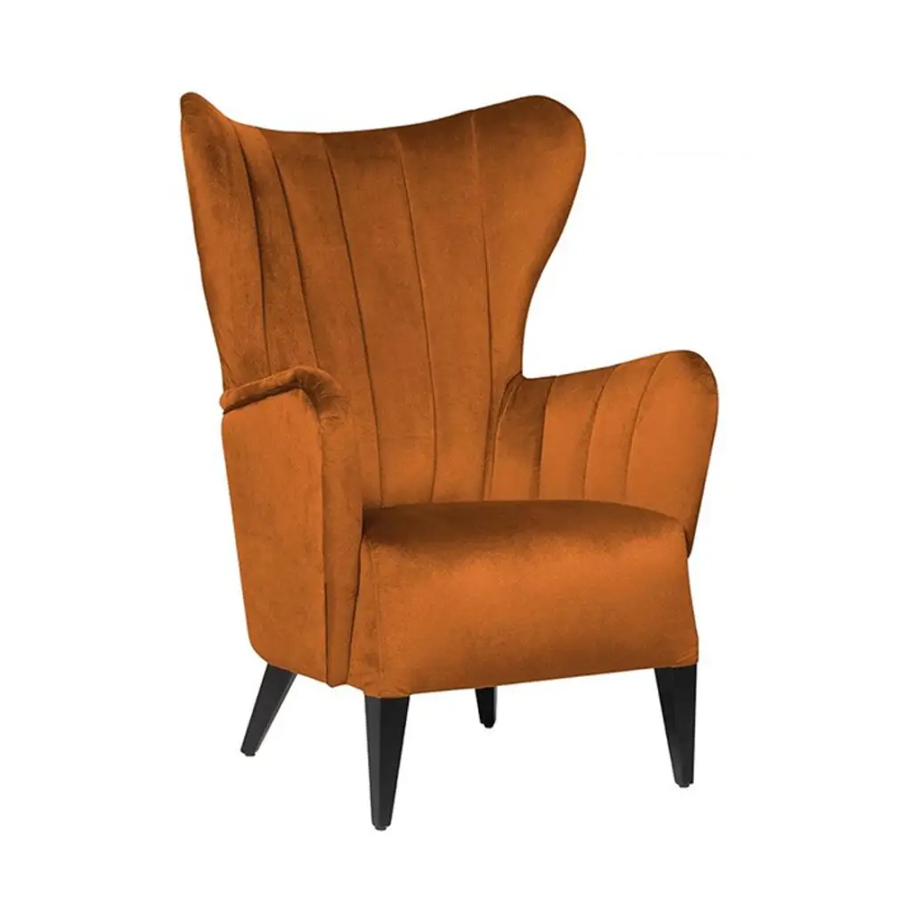 Duke Lounge Chair ContractIn at DeFrae Contract Furniture Fluted Back Rust Velvet