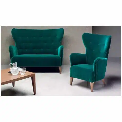Duke Lounge Chair and Sofa ContractIn at DeFrae Contract Furniture Button Back Green Velvet