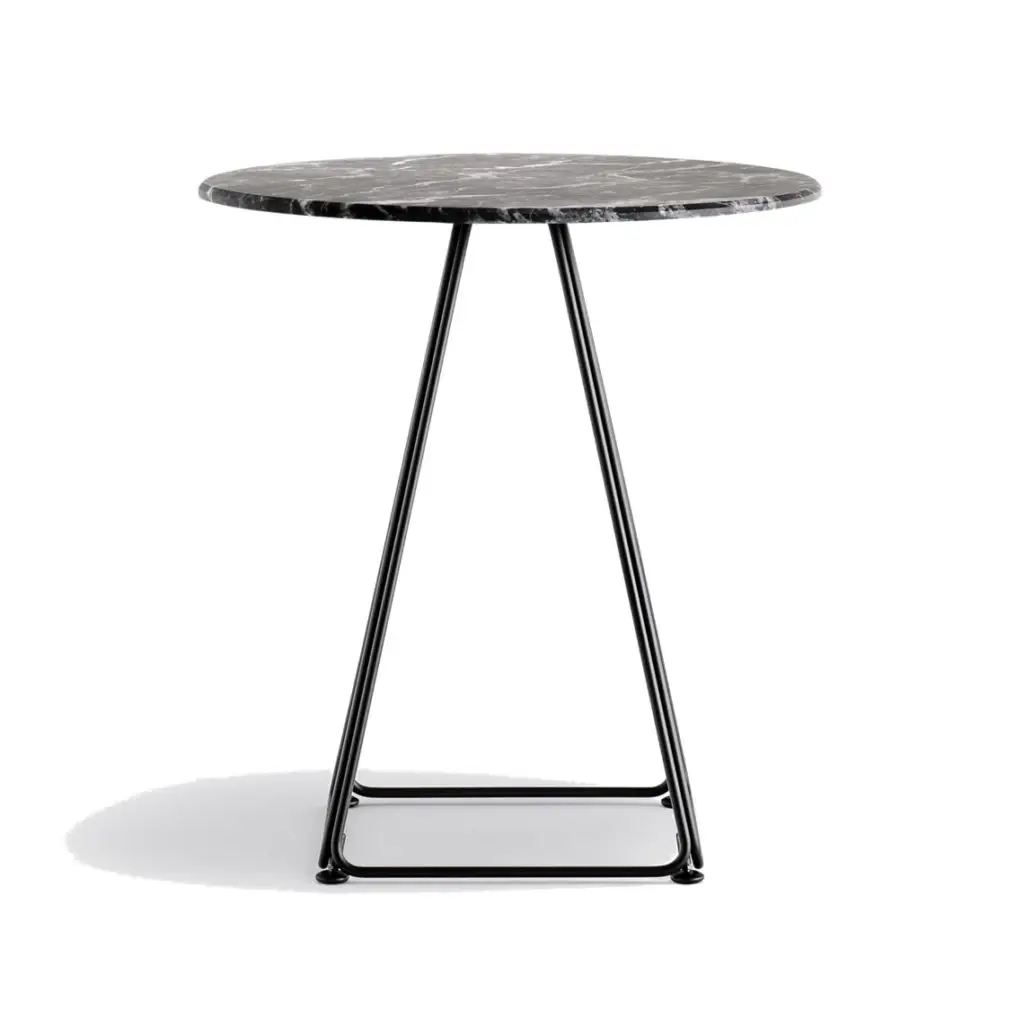 Eclipse Table base with marble top Lunar Pedrali available from DeFrae Contract Furniture Black Marble Effect Top