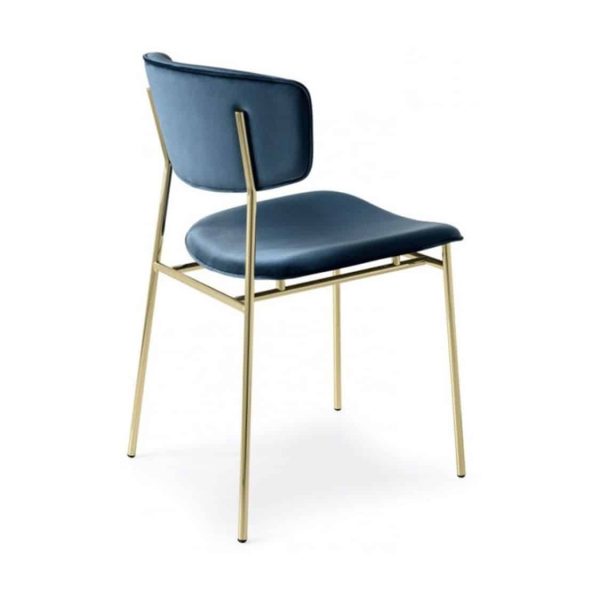 Fifties Chair by Calligaris at DeFrae Contract Furniture Gold Frame Blue Faux Leather
