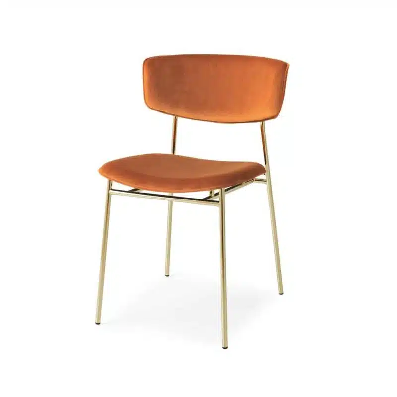 Fifties Chair by Calligaris at DeFrae Contract Furniture Gold Frame Rust Velvet