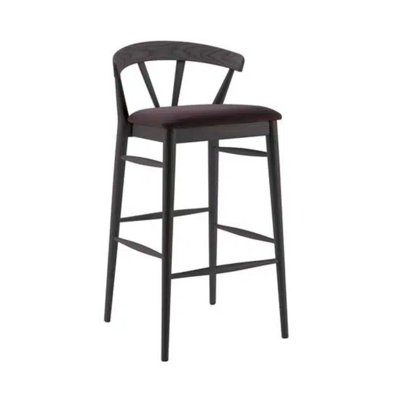 Ginger Bar Stool Wide Spindle Back Upholstered Seat DeFrae Contract Furniture Black