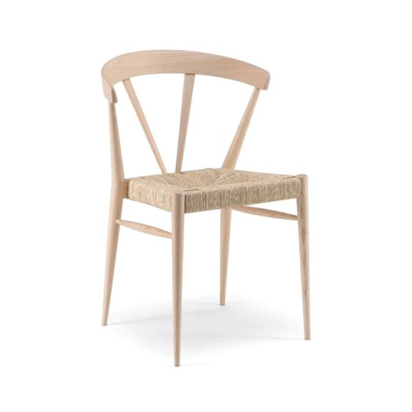 Ginger Side Chair Wide Spindle Back Rush Seat DeFrae Contract Furniture Natural Stain