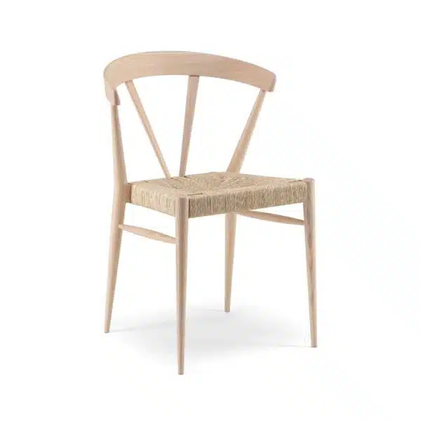 Ginger Side Chair Wide Spindle Back Rush Seat DeFrae Contract Furniture Natural Stain