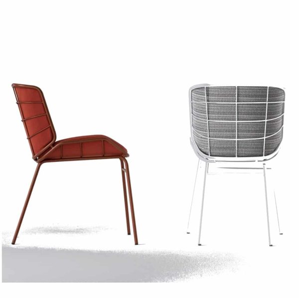 Grid Side Chair DeFrae Contract Furniture Skin Chair by TrabA Pink and White