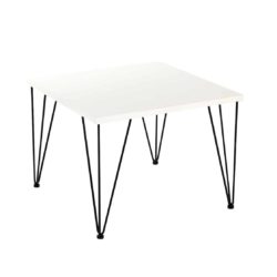 Hairpin Legs Tables by DeFrae Contract Furniture White Top Black Legs Side Vuew