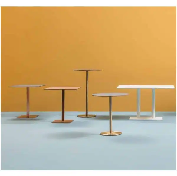 Inox Brass Copper and Sandblast Tablebases DeFrae Contract Furniture