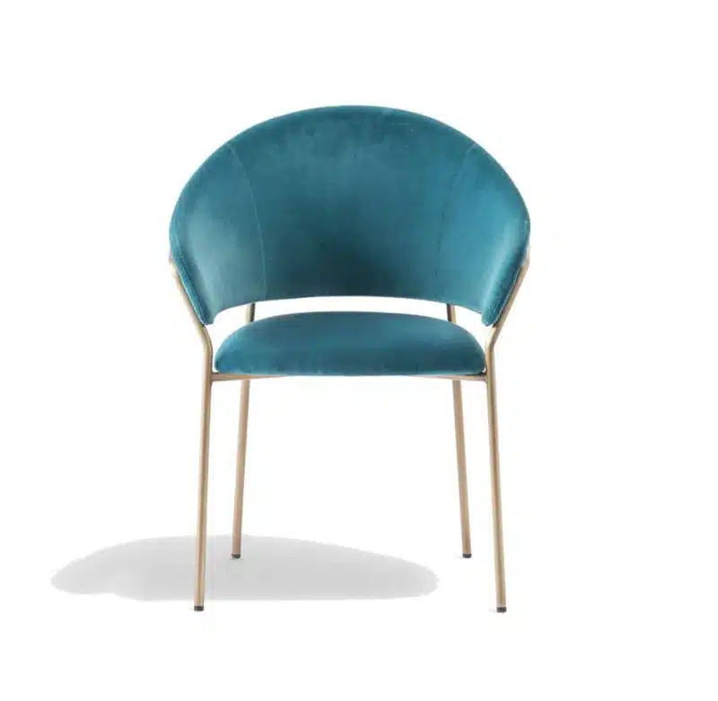 Jazz Chair with brass tubing Pedrali at DeFrae Contract Furniture blue front view
