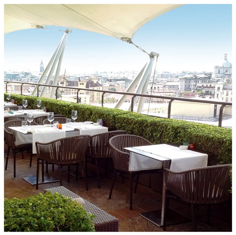 Karina roped back outdoor chairs available from DeFrae Contract Furniture Anthracite in situ