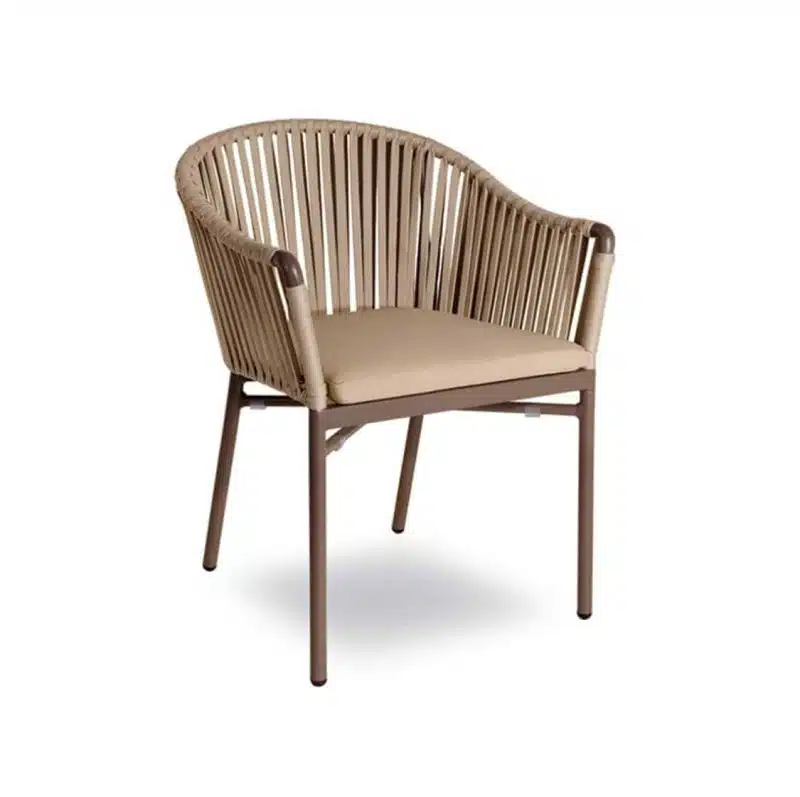 Karina roped back outdoor chairs available from DeFrae Contract Furniture Beige