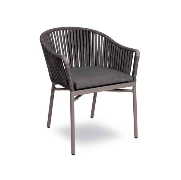 Karina roped back outdoor chairs available from DeFrae Contract Furniture Grey