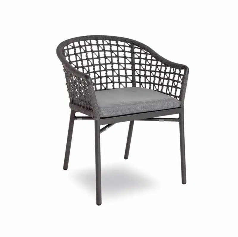 Karina net roped back outdoor chairs available from DeFrae Contract Furniture