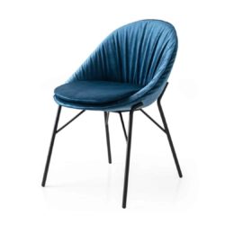 Lilly side chair Calligaris available from DeFrae Contract Furniture Black Frame Blue Velvet