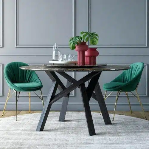Lilly side chair Calligaris available from DeFrae Contract Furniture Gold Frame Green In Situ