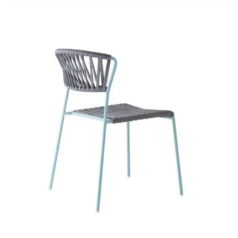 Lisa Club Side Chiar Outside Scab Design at DeFrae Contract Furniture Grey and Blue Back