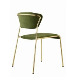 Lisa Side Chair By Scab Design Available From DeFrae Contract Furniture Green Velvet Gold Metal Frame Right