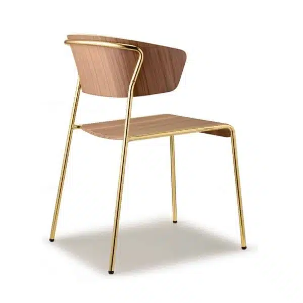 Lisa Side Chair By Scab Design Available From DeFrae Contract Furniture Wood Frame Gold Metal Frame
